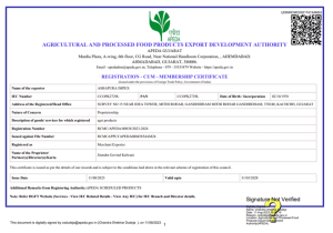 APEDA RCMC Certificate